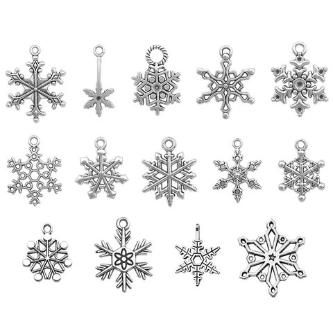 雪の結晶 チャーム 雪 マーク 冬 アクセサリーパーツ トップ ハンドメイド 14種類 70個セット