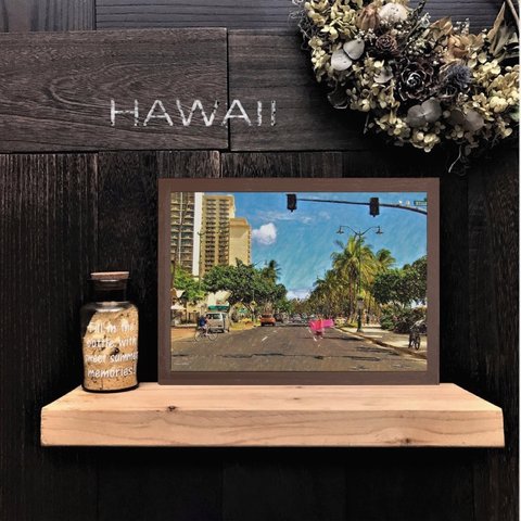 【送料無料】南国の風景☆HAWAII No.6                           フレーム付　A4サイズ