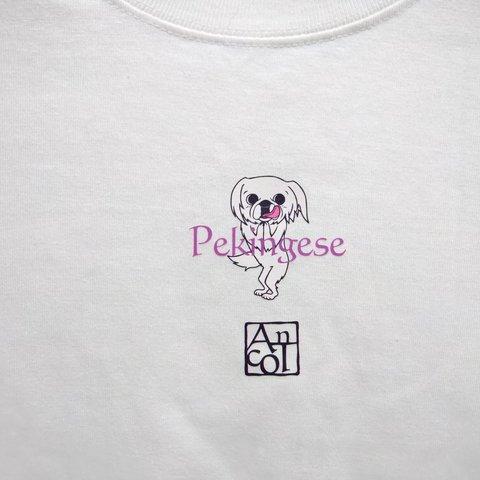 半袖Tシャツ(白・グレー)S～XL(熱転写式)／ダンシングペキニーズ