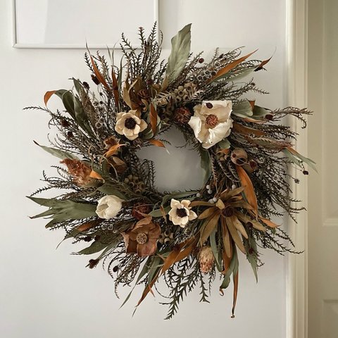 autumn wreath ワイルドフラワー リース ドライフラワー 秋色 ナチュラル ネイティブフラワー スワッグ