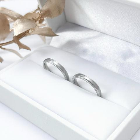 【繊細な輝き】マット加工 誕生石 ペアリング 指輪 名入れ 刻印 ステンレス 結婚指輪 マリッジリング プレゼント