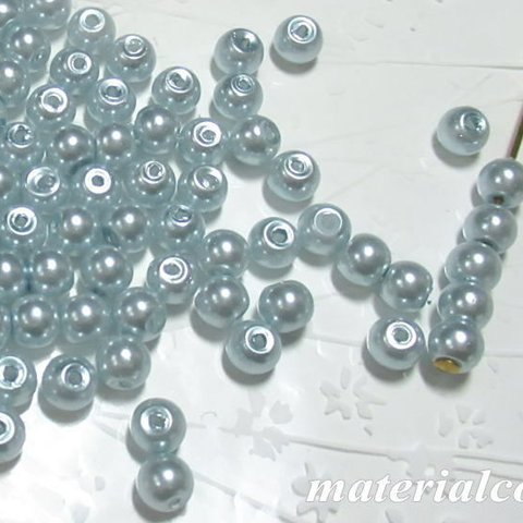 ☆再販☆グラスパール貫通☆4mm300粒水色