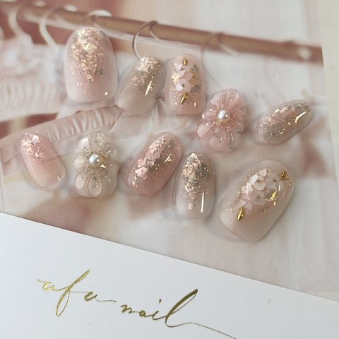 mocha gold luminous flower nail モカゴールド ルミナスフラワーネイル