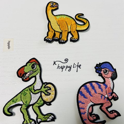 セール恐竜刺繍アイロンワッペン