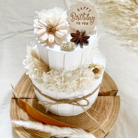 【再販】マーガレットフラワーとホワイト紫陽花のクレイケーキ♡