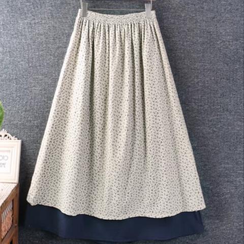 秋服の新しい 綿麻 ハーフスカート ゆったり ロングスカート