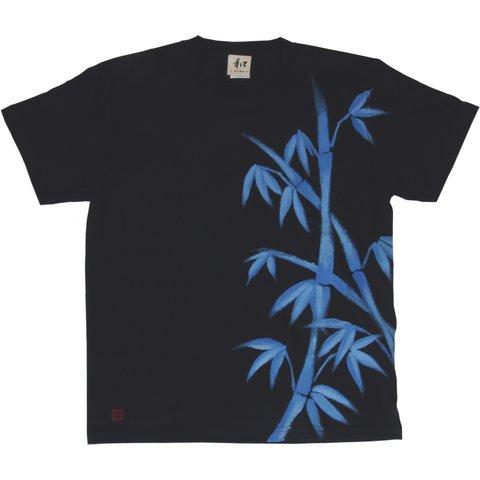 メンズ　竹柄Tシャツ　手描きで描いた竹の和柄Tシャツ 