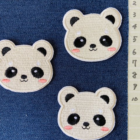 3枚入り　パンダ　熊猫刺繍アイロンワッペン