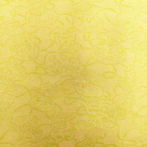 【古布】正絹友禅　クリーム地に薄黄緑　ドール着物サイズ