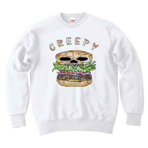 [カジュアルスウェット]  Creepy hamburger  / white