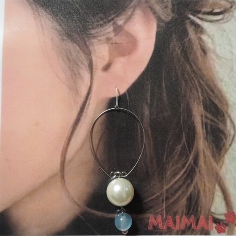 ピアス⑫　パール　雫　イヤリング　ノンホールピアス