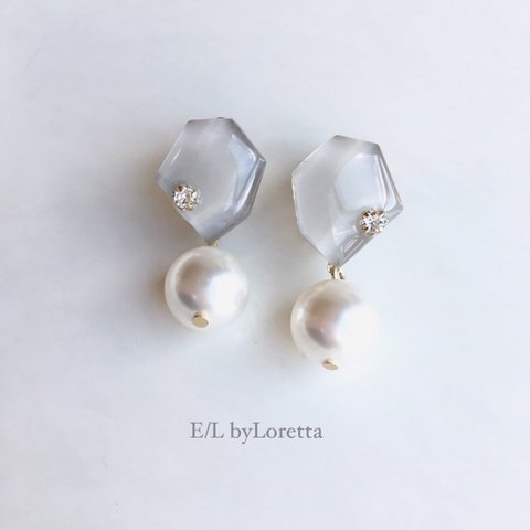 KAKERA pearl pierce/earring Ⅰ(Beige) 