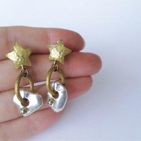 スター＆シルバーナゲットピアス vintage earrings star SV <PE6-L19>