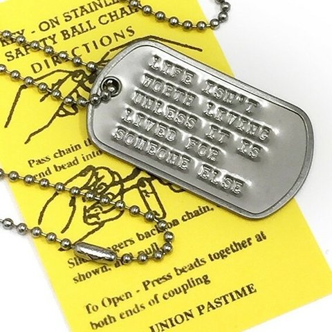 名言 DOGTAG 誰かの為に生きてこそ人生には価値がある DP-020 USA 新品