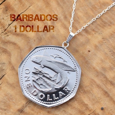 1ドル 飛魚 バルバドス コイン ネックレス