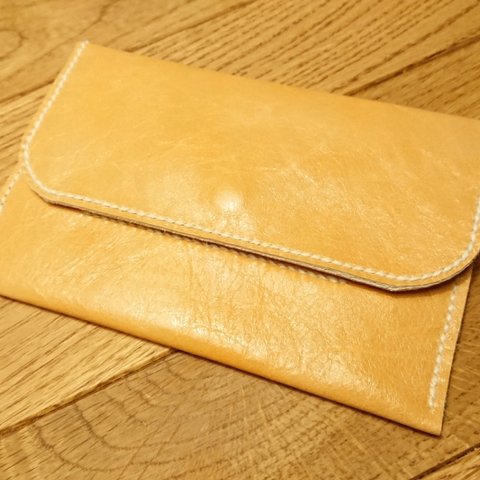 本革通帳ケース 「サーモンピンク」