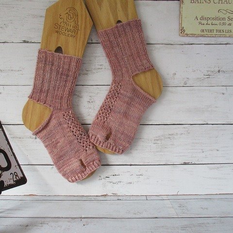 手編みヨガ＋tongソックス（かかと無）My Hand -Dyed Socksyarns #2