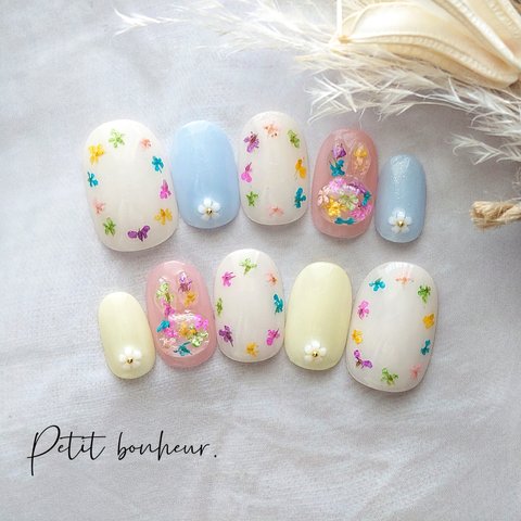 押し花のうさぎ🐰ハーバリウムnail