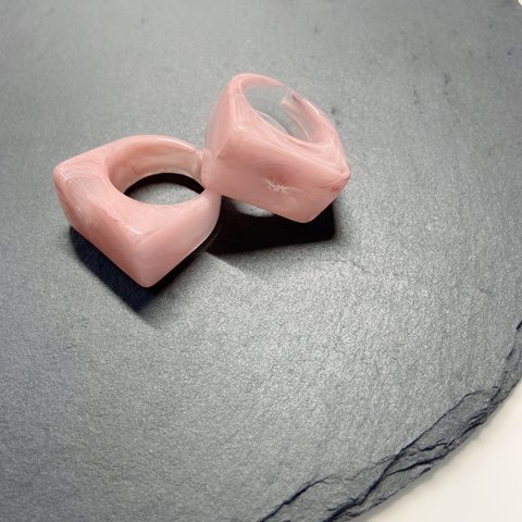 SALE marble square ring pink