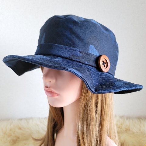 自分らしくアレンジ hat  ゆったり サイズ調節付き ワイヤー入りハット 迷彩 wood