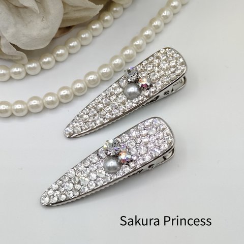 2個set☆ビジュー輝くヘアクリップ☆クリスタル