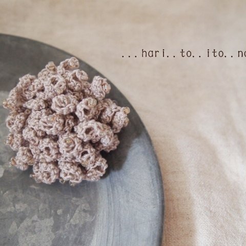 Crochet＊Twist Flower ポニーフック～グレー