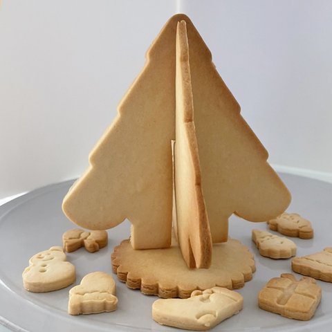 【クリスマス】組み立てツリー大（12㎝）台座つき　クッキー型（スタンプ付き）