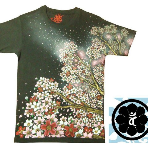 限定1枚限り手描きTシャツ「桜花爛漫」Ｓサイズ