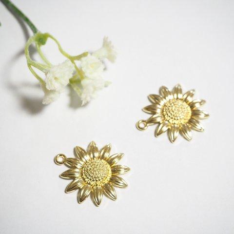 5個 ひまわりチャーム 27×24mm アンティークゴールド 花チャーム アンティーク チャーム 花 アクセサリーパーツ 【T068】