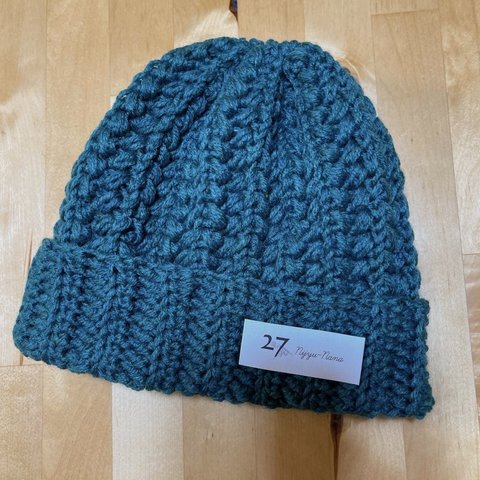 手編み帽子🧶 ♡風の柄がかわいい