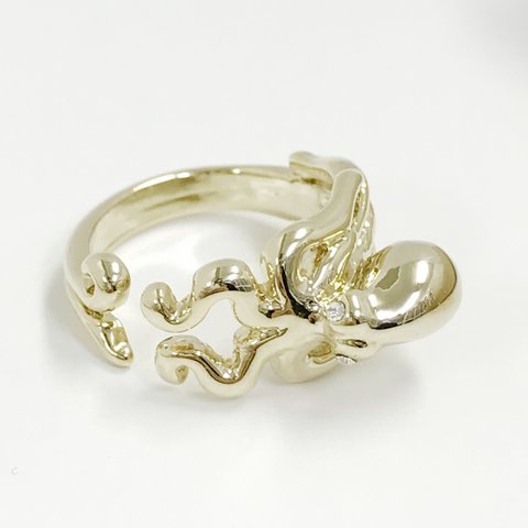 【指に抱きつく】ゴールドリング タコの指輪 たこ 蛸 オクトパス octopus アニマルリング