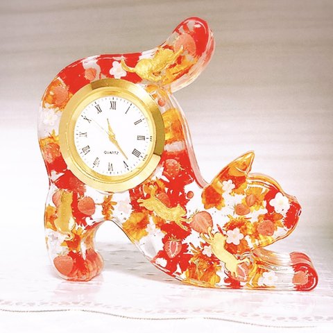 現品限り♡苺と猫の物語−置き時計