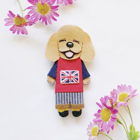 完成品一点物【きせかえ】ボディブローチ１１（猫・犬・フェルト・刺繍・ユニオンジャック）