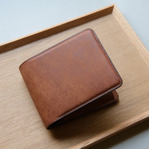 【ハーフウォレット / ブラウン】 革 本革 レザー 二つ折り 革財布 財布 コンパクト メンズ レディース