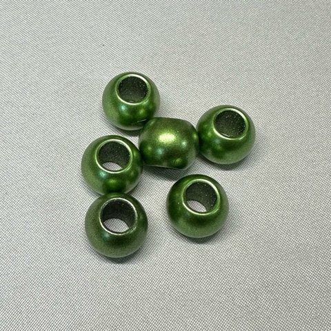 グリーン 12個 12mm 大穴 プラスチック ビーズ  