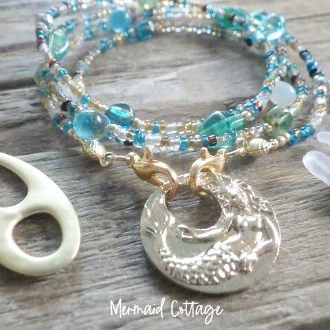 ☆4WAY☆Mermaid Lagoon Lanyard Necklace　人魚のロングランヤードネックレス　グラスコード/眼鏡・マスクホルダー　ゴールド