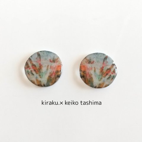 kiraku. ✕ art　絵画イヤリングorピアス　レジン　ヒメオウギ　花