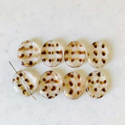 Clear Brown Gold Dot Oval Parts