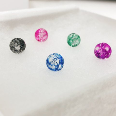 【邪気を払い幸運を呼ぶ】クラック水晶 1色10粒入り 材料 素材 8mm【No.11-14-55~59】