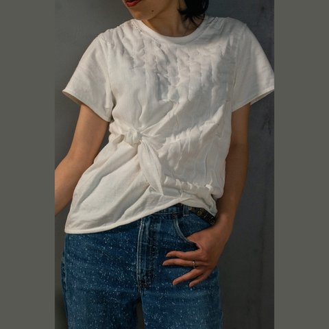 4way レイヤードT〔綿100%〕さりげない透け感がおしゃれ｜minamoTシャツ [white]