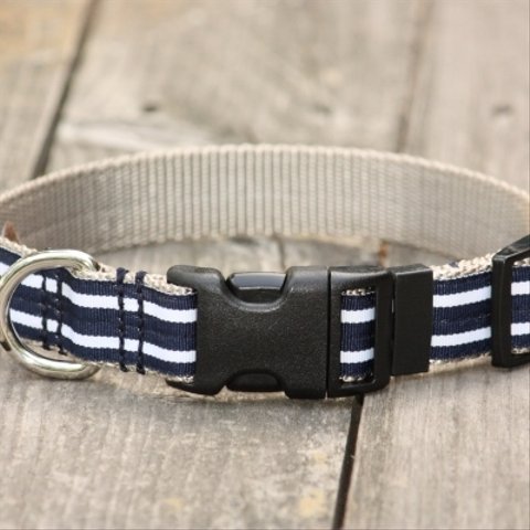 犬首輪 幅2.5㎝ Bold Navy Stripe