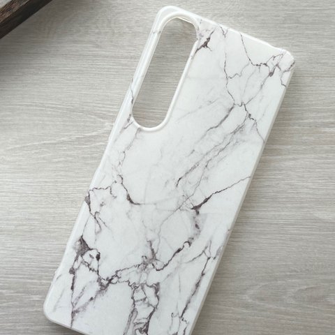 各社機種対応 Xperia AQUOS Galaxy iPhone 対応 / White marble m-550