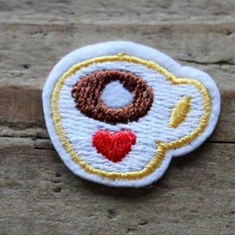 刺繍ワッペン【カフェオレ】２個