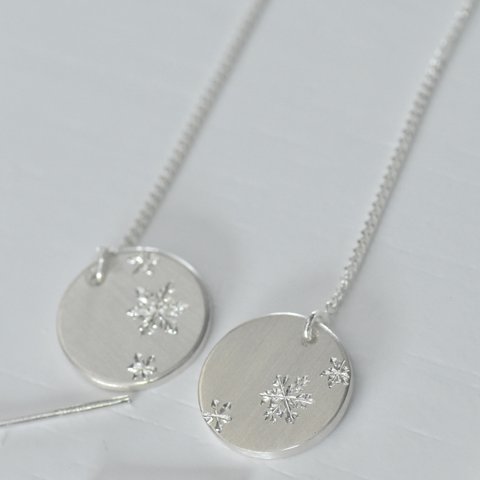 「雪の花」snow flower/chain pierce/sv925 シルバーチェーンピアス