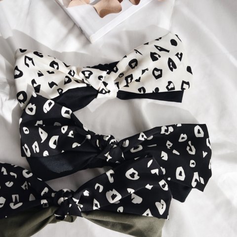 Leopard dots × T-shirt tie   / アニマルドット柄 タイターバン　ヘアバンド