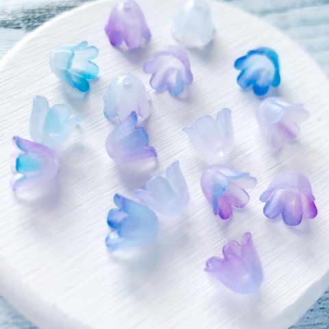 【50個】フラワー　花　マルチカラー　青紫　パーツ　素材