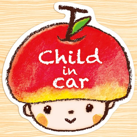 CHILD IN CAR マグネットステッカー(まっ赤なりんごちゃん）