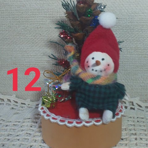   ミニスノーマンドール 12   7cm とんが り帽子含まず     布人形 カントリードール#minne_new クリスマス