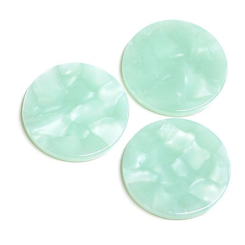 SALE【4個入り】Mint Jadeカラー22mm円形！セルロース (acetylcellulose)樹脂パーツ