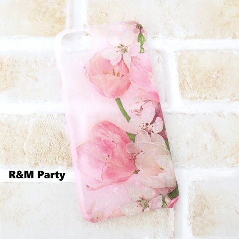 桜とチューリップ柄スマホケース★iPhoneSE/iPhone12/iPhone8/iPhone11/iPhone12mini/iPhone11Pro/iPhone12ProMax/iPhoneXR